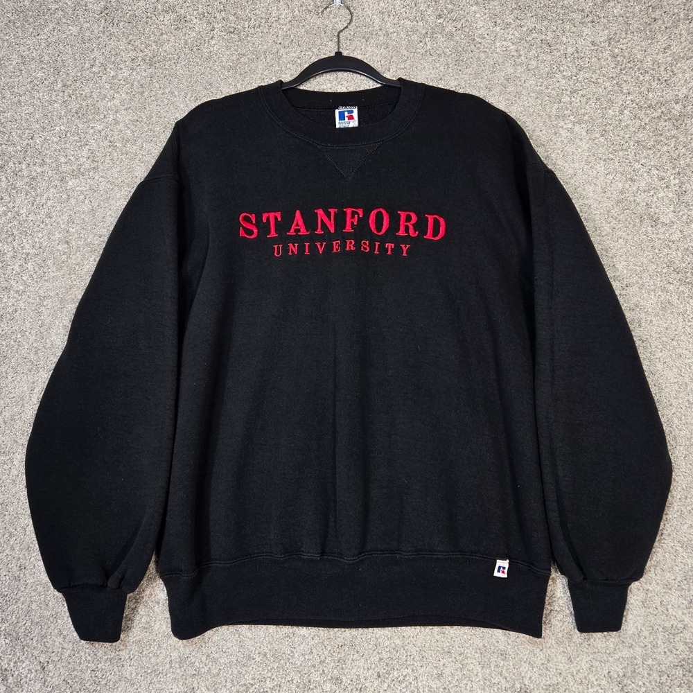 Vintage Stanford University Russell Athletic Sweatshirt XL USA Made black red